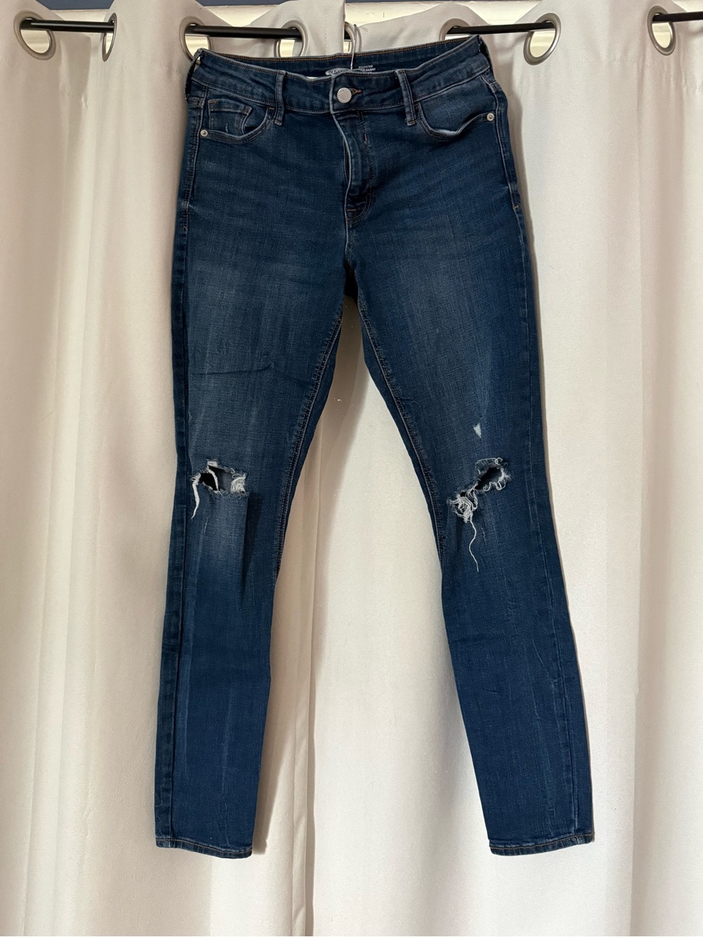 Old Navy Dark Blue Skinny Jeans with Knee Rips